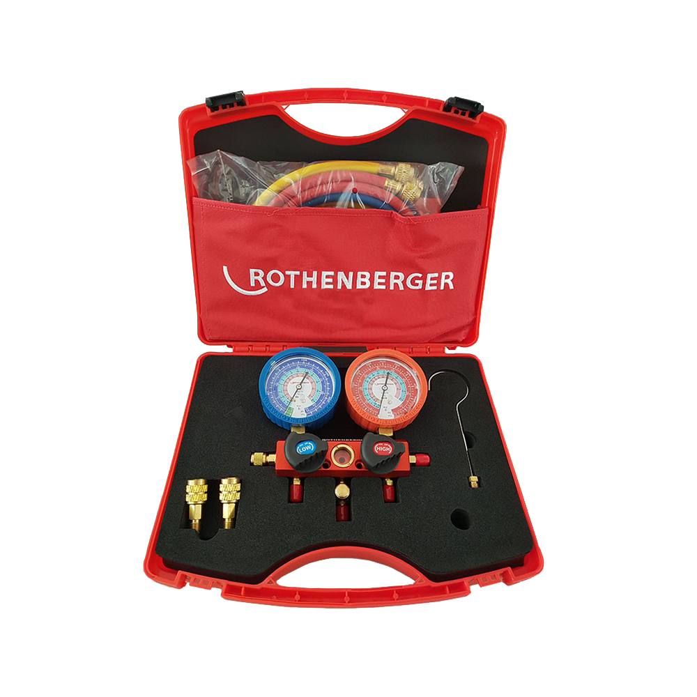 ROTHENBERGER MANOMÉTER CSAPTELEP KÉSZLET (3 DB TÖMLŐVEL, KOFFERBEN) R32
