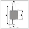 KLÍMA KÜLTÉRI REZGÉSCSILLAPÍTÓ GUMIBAK TECNOSYSTEMI 40X30 M8 S40 SCC500019 (120KG TEHERBÍRÁS ÖSSZESEN) 4DB/CSOMAG