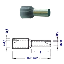 SZIGETELT ÉRVÉGHÜVELY 4MM2 (SZÜRKE E119) TRACON