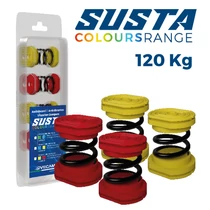 KLÍMA KÜLTÉRI REZGÉSCSILLAPÍTÓ GUMIBAK RUGÓS VECAMCO SUSTA PIROS-SÁRGA 9898-036 (120KG TEHERBÍRÁS ÖSSZESEN) 4DB/CSOMAG