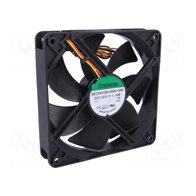 VENTILÁTOR KERETES SUNON (EEC0251B3-G99) 120X120X25 MM 12 V DC (VEZETÉKES)