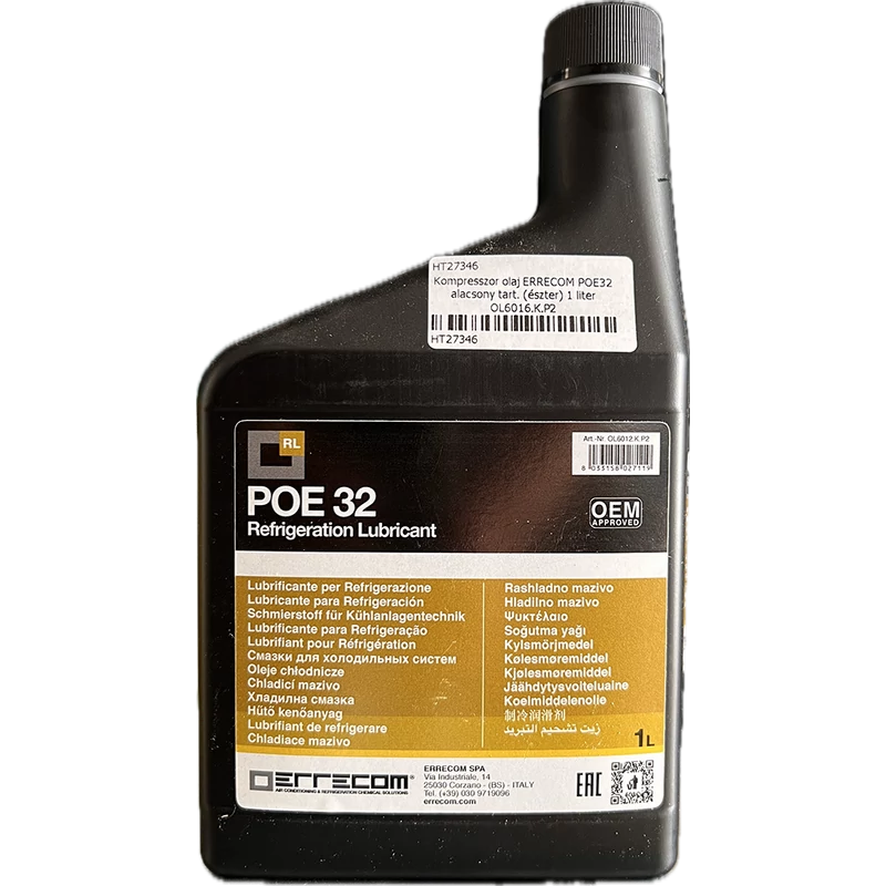 KOMPRESSZOR OLAJ ERRECOM POE32 ALACSONY TART. (ÉSZTER) 1 LITER OL6016.K.P2