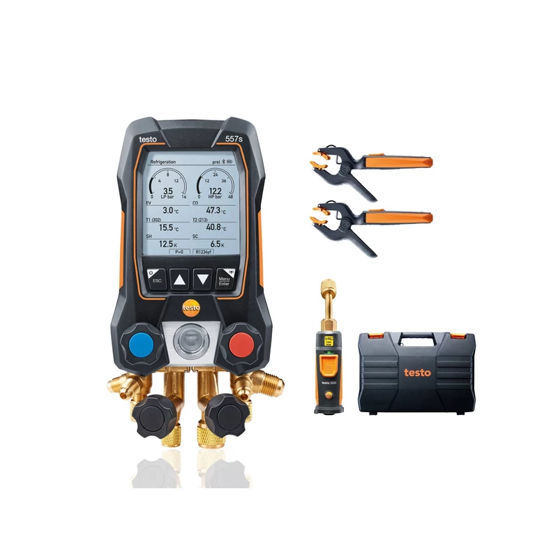 TESTO 557S DIGITÁLIS SZERVIZCSAPTELEP VEZETÉK NÉLKÜLI HŐMÉRSÉKLET- ÉS VÁKUUMÉRZÉKELŐVEL OK 0564 5571