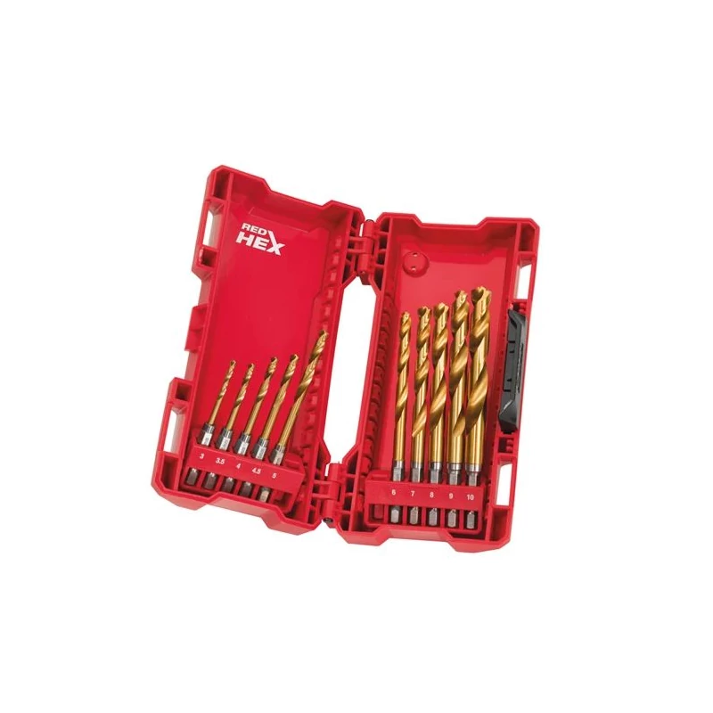 MILWAUKEE FÉMFÚRÓSZÁR KÉSZLET HSS-G TI. 10 RÉSZES 1/4" BIT BEFOGÁS