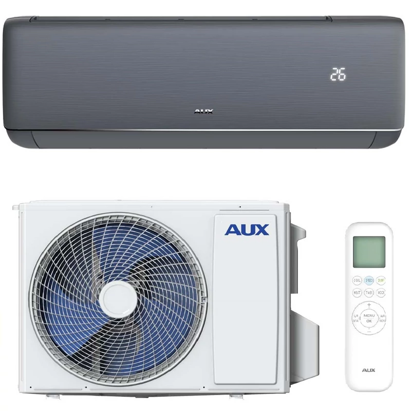 AUX Q-SMART PRÉMIUM (AUX-12QB/I AUX-12QB/O) (CSEPPTÁLCA FŰTÉS) KLÍMA MONO OLDALFALI SZETT SZÜRKE 3,5KW