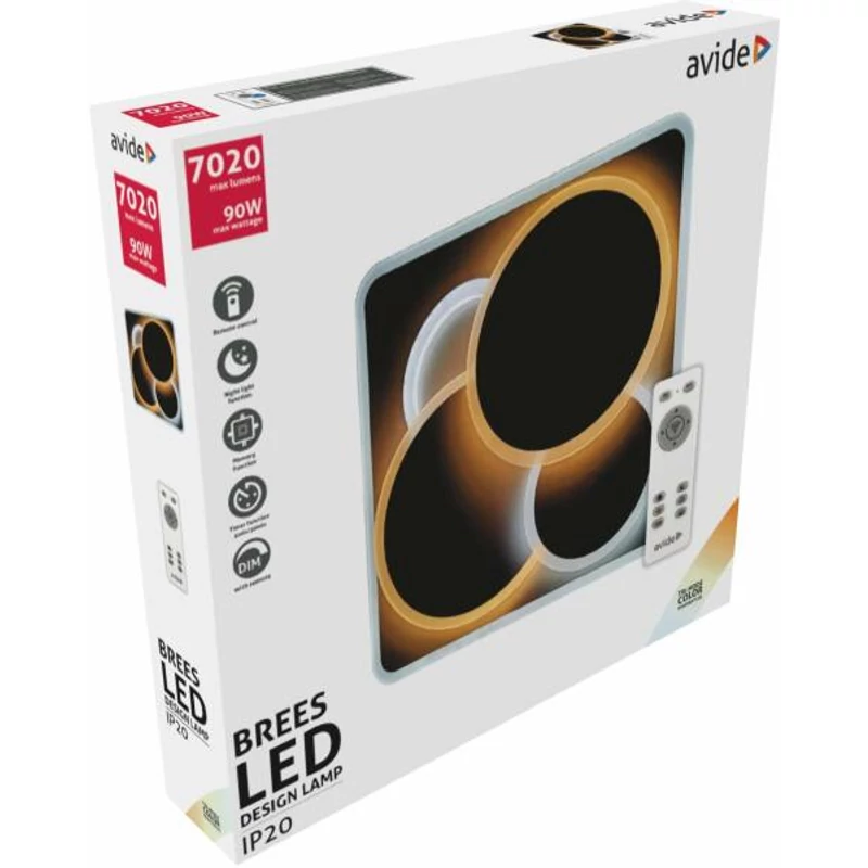 AVIDE DESIGN BREES 90W (45+45 ) MENNYEZETI LED LÁMPA RF TÁVIRÁNYÍTÓVAL