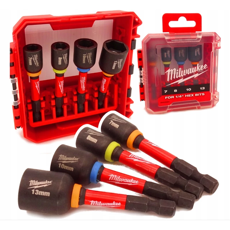 MILWAUKEE 1/4" HEX BEFOGÁSÚ, MÁGNESES GÉPI DUGÓKULCS KÉSZLET - 4 RÉSZES