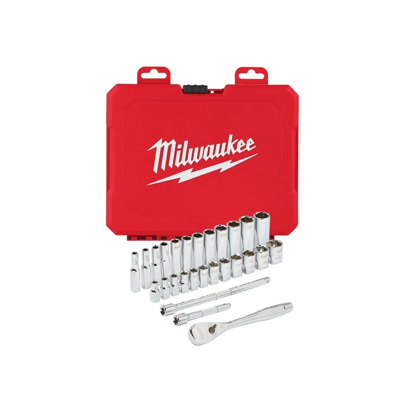 MILWAUKEE 1/4˝RACSNIS 28 RÉSZES DUGÓKULCS KLT. METRIKUS PACKOUT™ KESKENY RENDSZEREZŐBEN