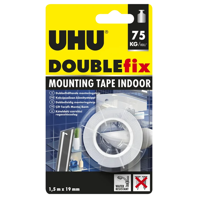 KÉTOLDALÚ RAGASZTÓSZALAG BELTÉRI 19 MM X 1,5 M UHU B05457