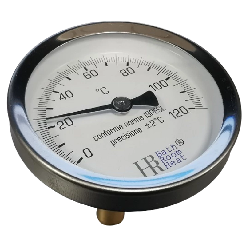 BIMETÁL HŐMÉRŐ KEREK DN63 0°C - +120°C 1/2*X50 MM-ES MÉRŐCSONKKAL ( 1240 )