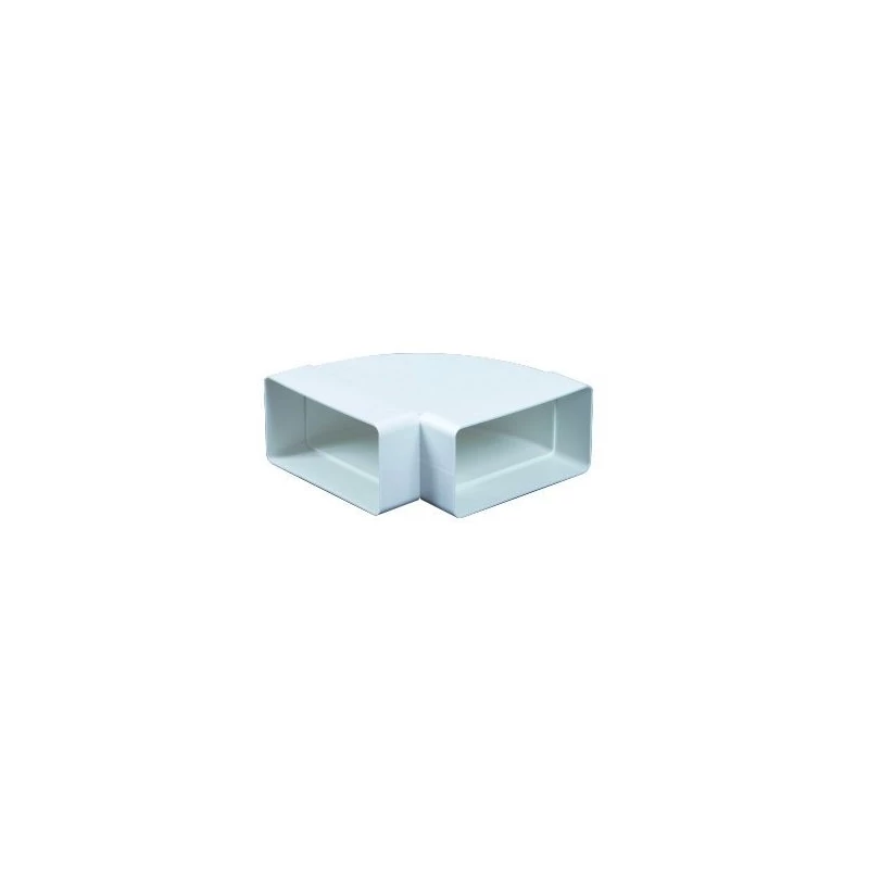 LÉGTECHNIKAI LAPOSCSATORNA KÖNYÖKIDOM VÍZSZINTES 55X110 MM 90° MŰANYAG KP55-24/90, 5251