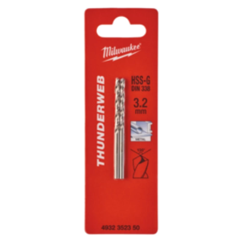 MILWAUKEE FÉMFÚRÓSZÁR HSS-G 3,2MM 2DB/CS