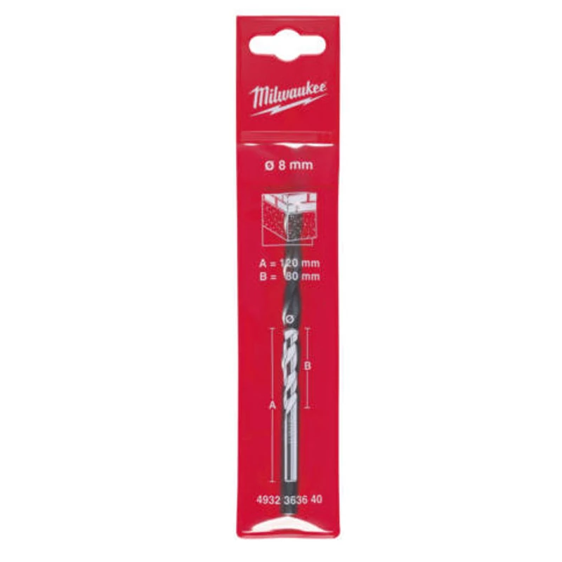 MILWAUKEE 2 ÉLŰ FÚRÓSZÁR KŐZETHEZ 8X120 MM HENGERES BEFOGÁS