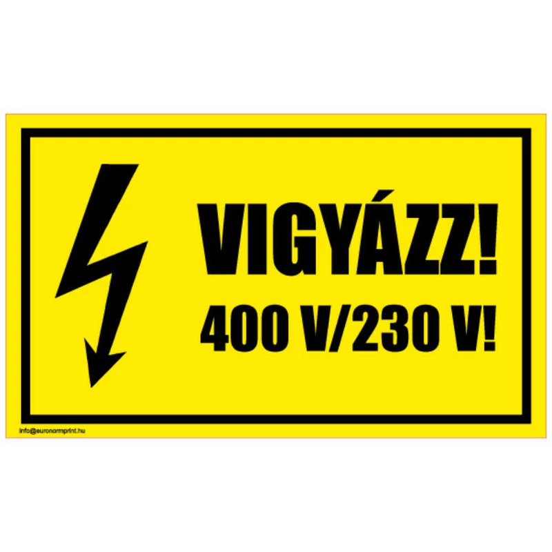 ÖNTAPADÓS MATRICA "VIGYÁZZ 230V" 100X60MM